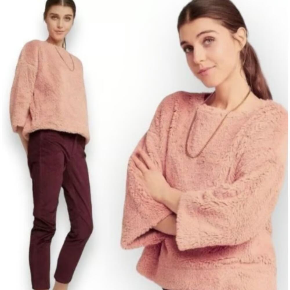 Madewell faux fur super furry top pink small